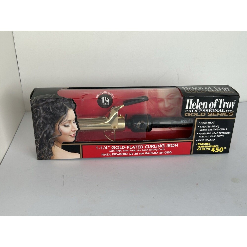 Helen of Troy Gold Series 1-1/4” Curling Iron Model 1005NT New Open Box 450°F